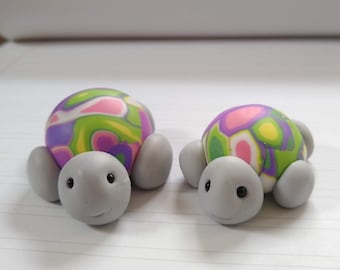 Handmade Pastel colours polymer clay Fidget Turtle fidget/ornament/spinner
