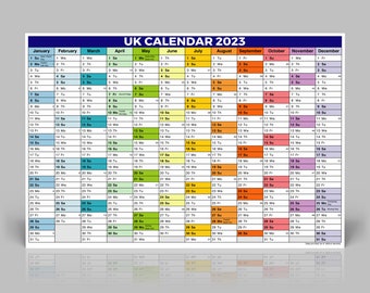 Planificador 2023 Año Completo Color A3 Oficina en casa Work Wall Calendar A3 JAN - DEC