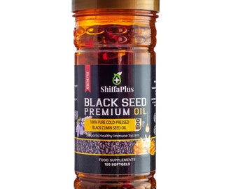 Cápsulas de aceite de semilla negra Premium 150x Aceite de comino negro virgen prensado en frío de alta resistencia 500 mg