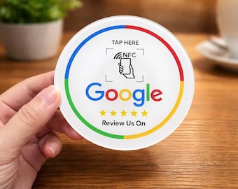 Custom NFC Google Review Sticker - 10cm Round Business Feedback Rate Card