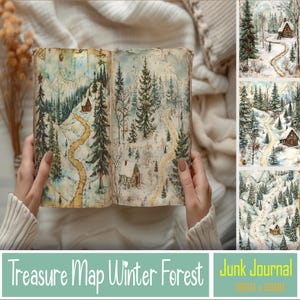 Aquarell Schatzkarte Winterwald