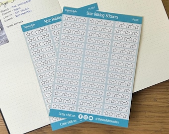 Star Rating Stickers - Blank, Book Journal Stickers, 42 Stickers, Book Rating, Movie Rating, Travel Rating