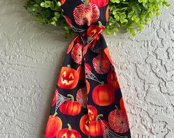 Halloween Fall Autumn Wreath Sash / Thanksgiving / Halloween / Pumpkin Spiderweb Plaid /