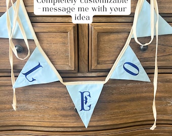 Name Banner Bunting Handmade Personalized Embroidered Baby Shower Gift Custom Name Sign