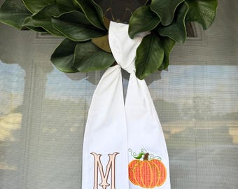 Embroidered Halloween Fall Autumn Wreath Sash / Thanksgiving / Halloween / Pumpkin / Monogrammed / Personalization