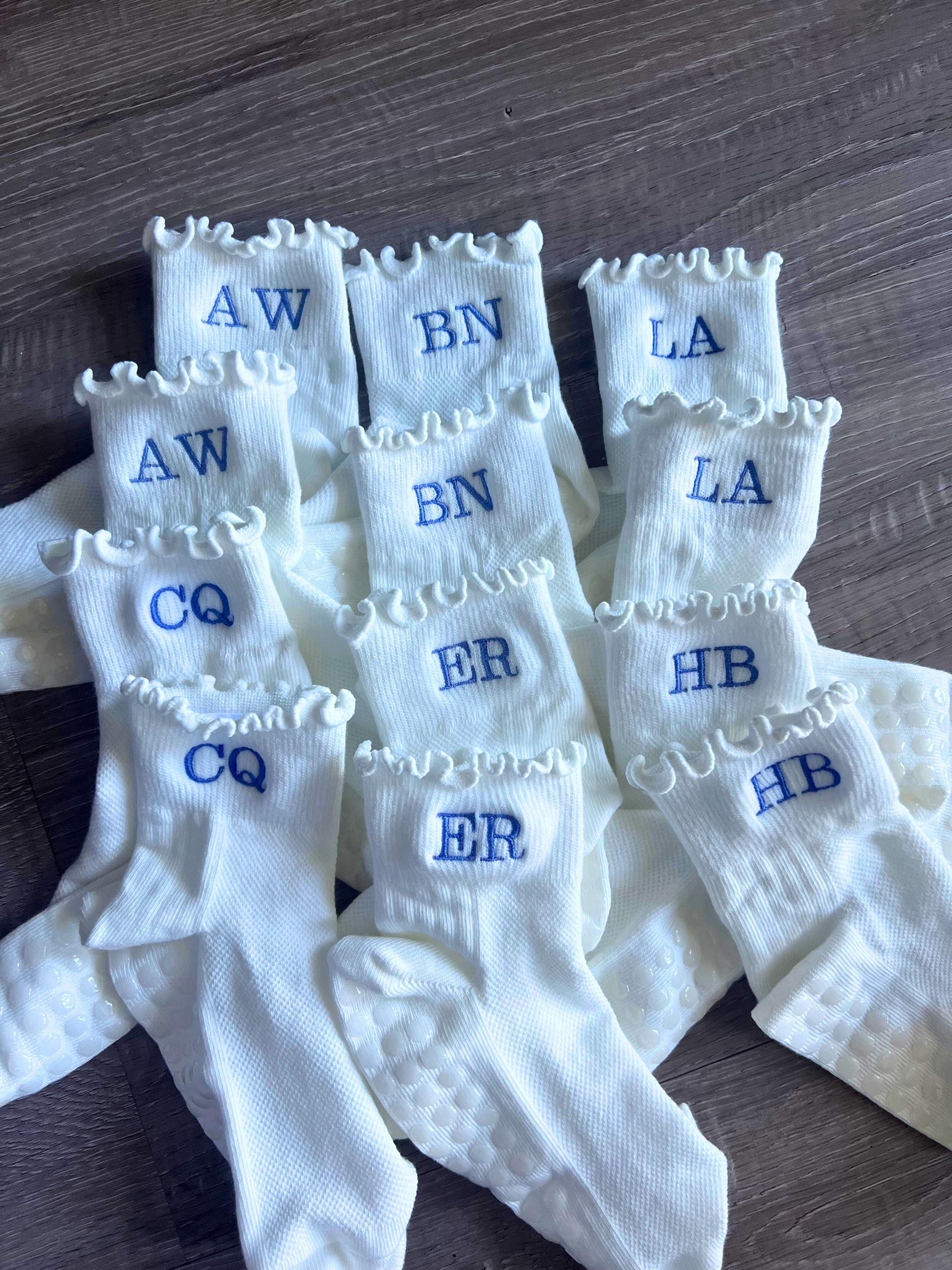 Pilates Socks Customized Monogrammed Personalized Initials Barre Yoga Work Out Grippy Socks Kids Socks