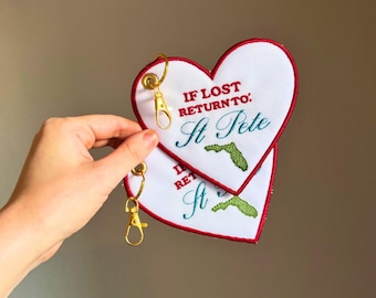 Personalized Embroidered Heart Tag: 'If Lost Return To' Charm
