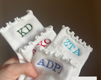 Sorority Socks Customized Monogrammed Bid Day Big Little Reveal Personalized Initials Barre Yoga Work Out Grippy Socks