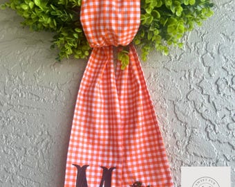 Embroidered Halloween Wreath Sash / Thanksgiving / Halloween / Pumpkin Spiderweb Plaid / Monogrammed / Personalization