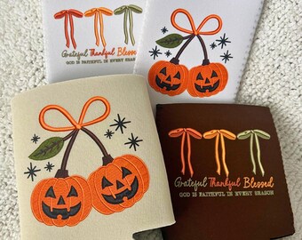 Fall Halloween Coozie | Slim Can | Thankful Grateful Blessed | Pumpkin | Drink Koozie | Drink Sleeve