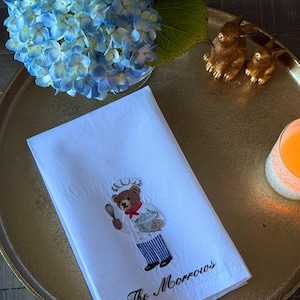 Toalla de cocina personalizada con forma de oso chef, regalos para el hogar.