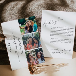3 foto's bruidsmeisje voorstel kaart voor je beste vrienden, Ashley