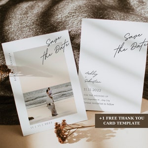 Save the Date Template, Photo Save the Date, Editable Save Our Date, Minimalist Save The Date Card, Rustic Wedding Invitation