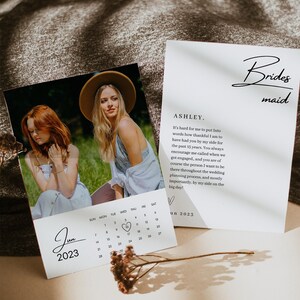 Bruidsmeisje voorstel kalenderkaart, kalender voorstel kaartsjabloon, Boho bruidsmeisje voorstel, moderne Maid of Honor voorstel kaart DIY #M2