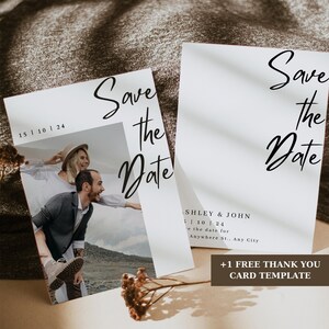 Modern Minimal Save the Date Template, Save The Date With Photo, Editable Save The Date Template, Save The Date, Instant Download | A1