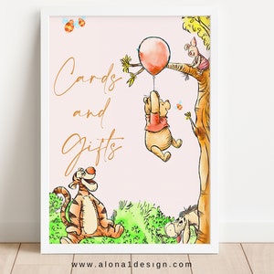 Classic Winnie The Pooh Cards and Gifts Sign , Printable Cards and Gifts, Party Sign Decorations, 8x10 Jpeg and Pdf, You Print, WTP