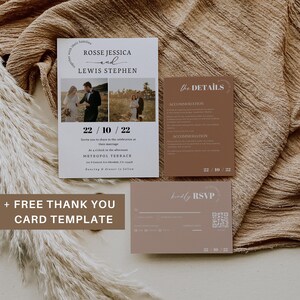 Wedding Invitation Template Suite With QR Code Rsvp and Details ...