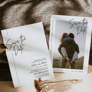 Foto Save the Date Einladung, Minimalist Save the Date, Minimal Save the Date, Boho Save the Date Karten, bearbeitbare Vorlage,