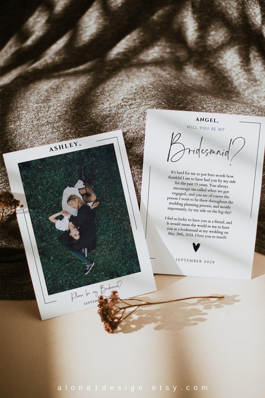 Photo Bridesmaid Proposal Card Template, Printable Bridesmaid Proposal ...