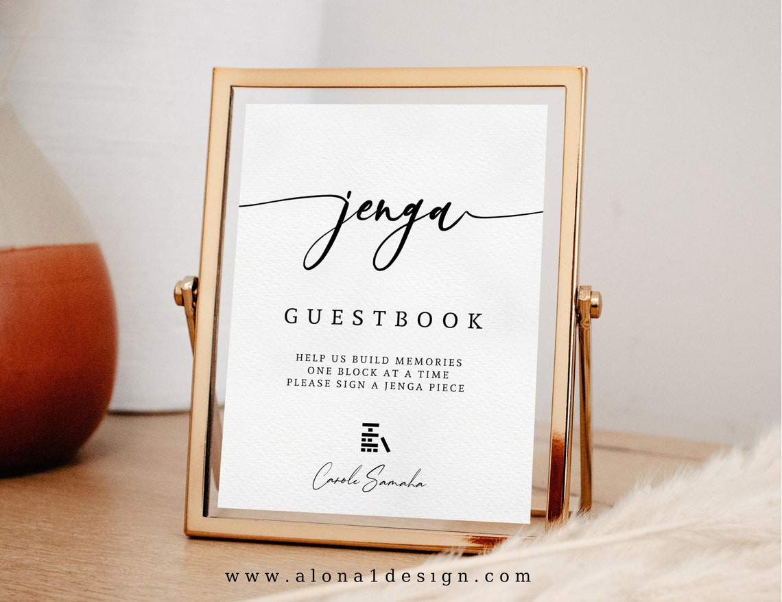 Script Wedding Jenga Guestbook Sign Printable Jenga Guestbook - Etsy