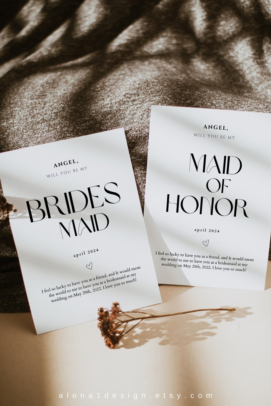 Modern Bridesmaid Proposal Card Template, Minimalist Will You Be My ...