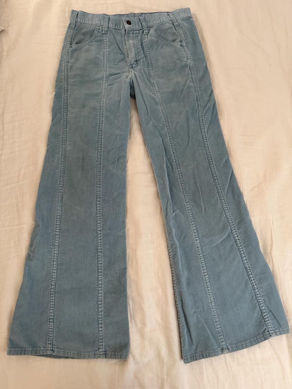 VINTAGE Levi's Men's Corduroy Pants 70s Flare Light Blue 31 - Etsy