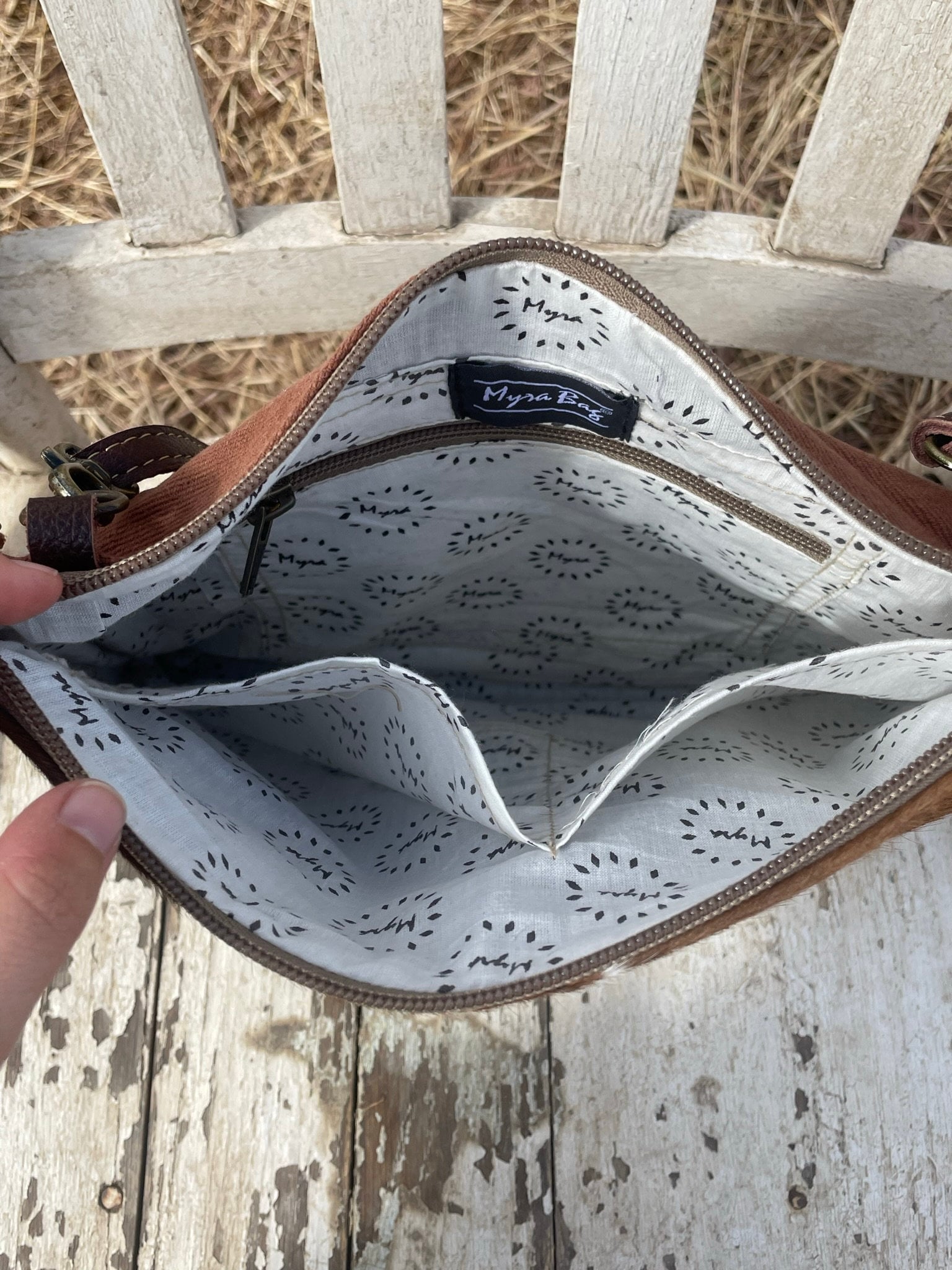 Western Leather Crossbody Bag - Upcycled Canvas Shoulder Bag For Women