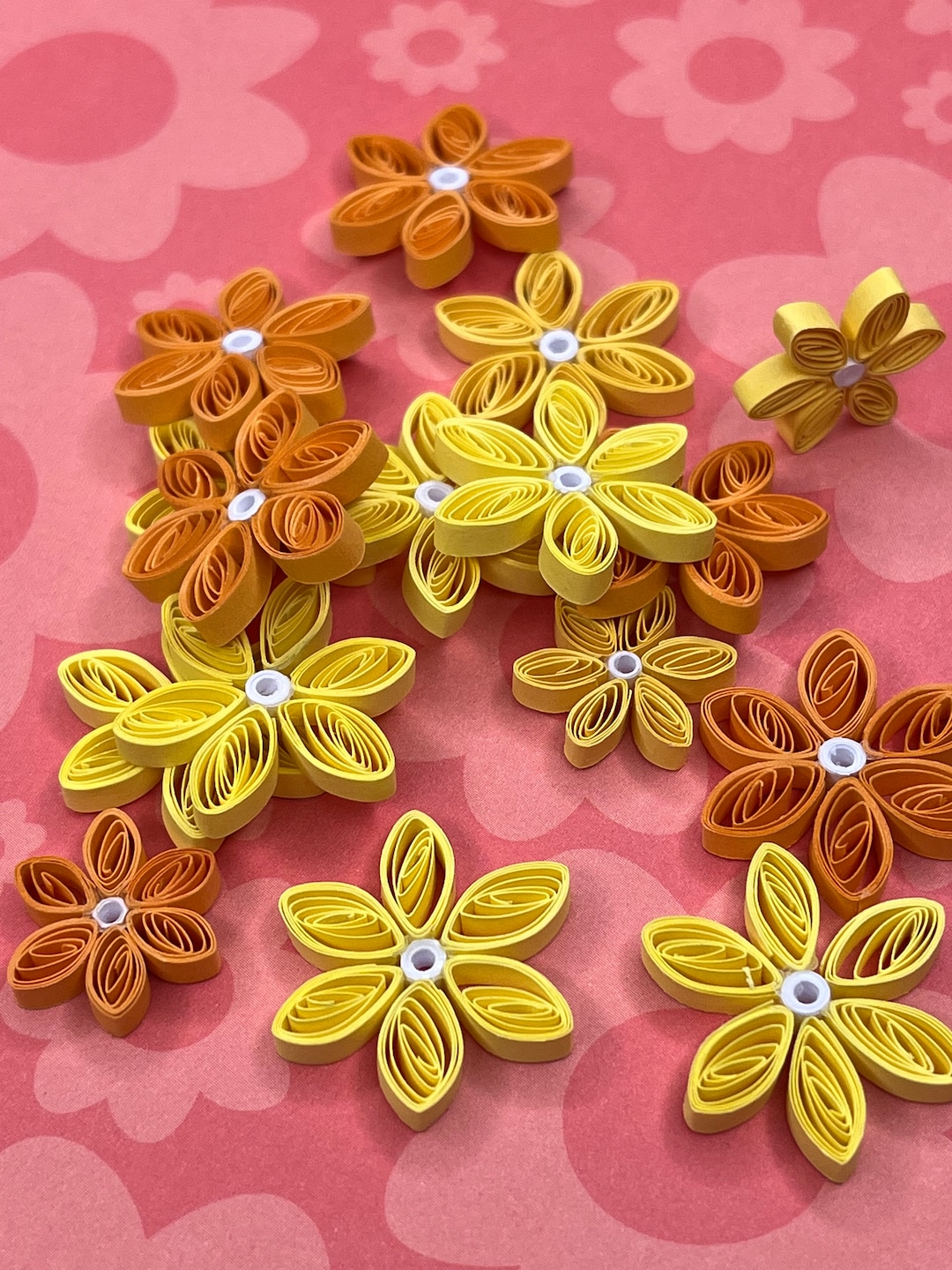 20 Quilled Flowers, Tiny Quilled Flowers, Yellow Flowers, Flower