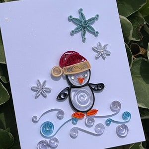 Pinguin, Quilled Pinguin, Quilled Pinguin Karte, Urlaubskarte, blanko Innenkarte, Weihnachtskarte, Ruhestandskarte, Freundschaftskarte, Lustige Karte