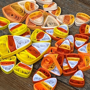 12pc. Tiny Candy Corn, Quilled Candy Corn, Quilled Embellishments, Table Decoration, Craft Embellishment, Embellishment, Scrapbooking
