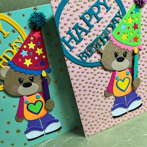 Tarjeta de osito de peluche, tarjeta de cumpleaños, tarjeta en blanco por dentro, tarjeta de osito tierno, tarjeta de niña, tarjeta de niño, tarjeta divertida, tarjeta coleccionable, tarjeta con filigrana