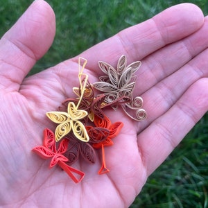 8 Herbstblätter, Herbstblätter, Verzierungen aus Papier, Quilling, Tischdekoration, Verzierungen, kleine Blätter