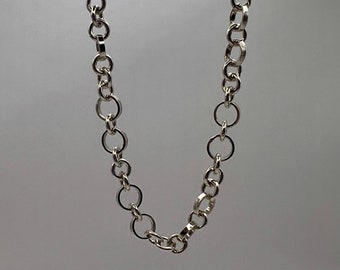 Sterling Silver handmade chunky chain necklace | unique heavy sterling silver chain necklace 50cm 35gr