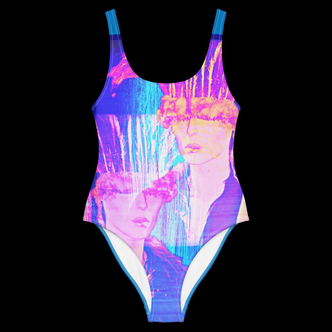 Designer Onepiece Swimsuit Navy Manniqueenpurple All Sizes Etsy