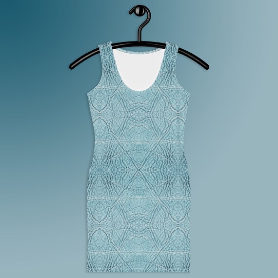 Crystal Blue Fitted Dress Soft and Stretchy