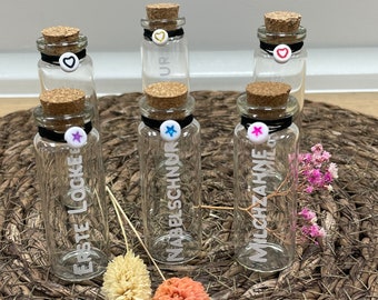 Erste Locke -  Milchzähne - Nabelschnur - Geschenk - Geburt - Glas - INDIVIDUALISIERBAR - 2 Größen