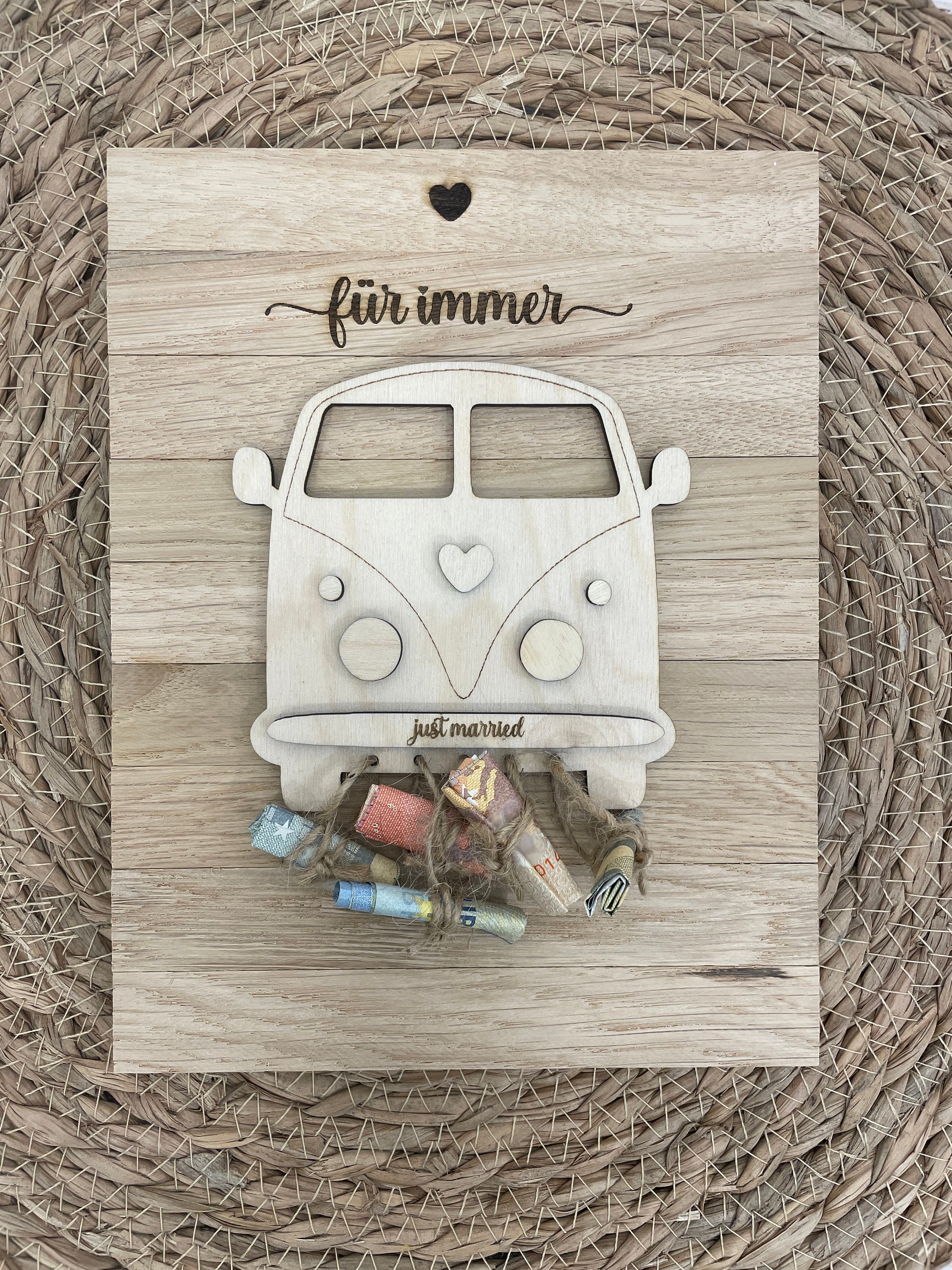 Hochzeit - Geldgeschenk - Hochzeitsgeschenk - Bulli - Auto - Holz ...