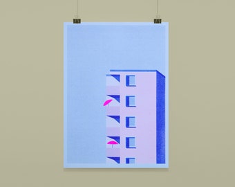 Summer in the city – DIN A4 Riso Print, Risograph Print, Kunstdruck