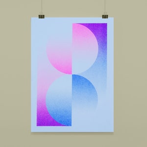 Halbmond, neonpink – DIN A5 Riso Print, Risograph Print, Kunstdruck