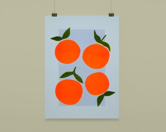 Orangen – DIN A4 Riso Print, Risograph Print, Kunstdruck