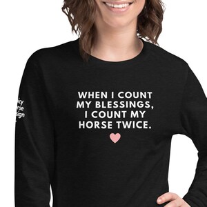 Horses Are Blessings 乗馬用女性用長袖シャツ | 大人のアマチュアライダー | ハンタージャンパー | 馬術ショー