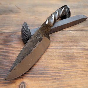 Hand forged railroad spike knife