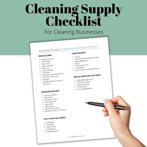 Printable Cleaning Supply Checklist for House Cleaning Businesses. Cleaning Supplies Needed for Each Room.