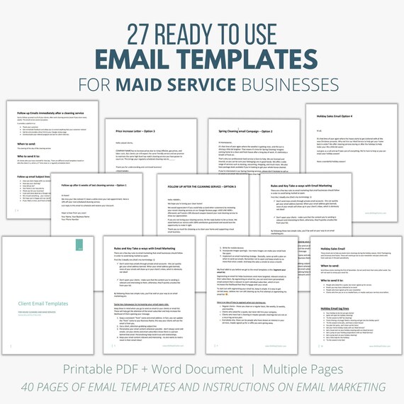 25 Pre-written email templates for Maid Services.