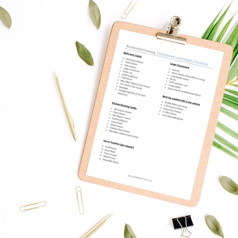 Printable Cleaning Supply Checklist for House Cleaning Businesses