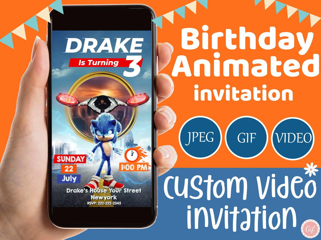 Sonic Birthday Invitation Sonic Digital Invitation Card Etsy
