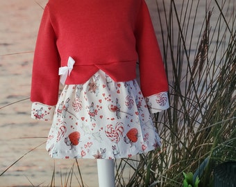 Handmade Kleid Girly Sweater gr. 56 - 110 Ostern Hase Rot