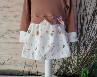 Handmade Kleid Girly Sweater gr. 56 - 110 Ostern Hase Weiß