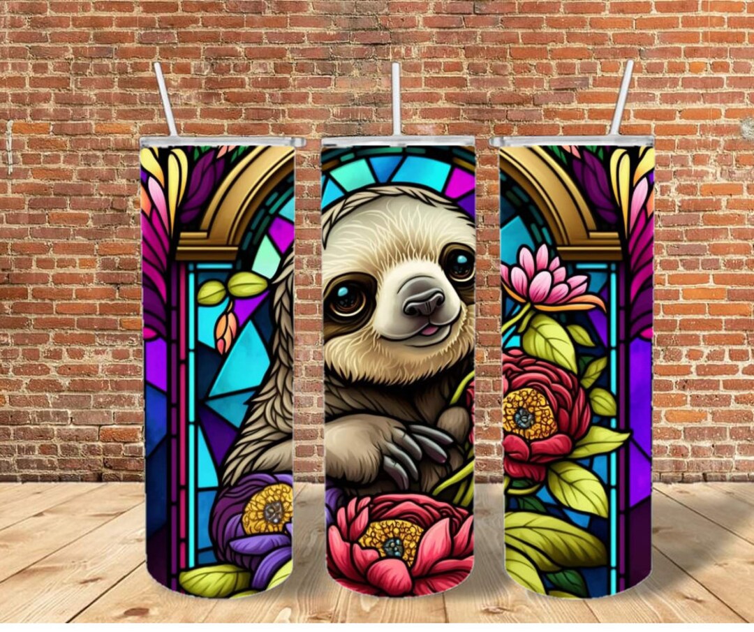 Stained Glass Sloth Tumbler Wrap READY TO PRESS - Etsy
