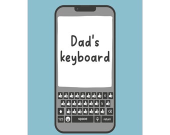 Druckbare Vatertagskarte - Dad's Keyboard Vatertagskarte - Sofort Download - 7x5 Kartenvorlage